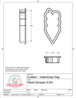 Heart Scoops Cookie Cutter or Fondant Cutter (Skinny)