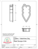 Heart Scoops Cookie Cutter or Fondant Cutter (Skinny)