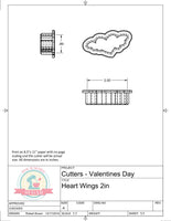 Heart Wings Cookie Cutter or Fondant Cutter (Skinny)