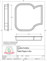 Toilet Paper Cookie Cutter or Fondant Cutter